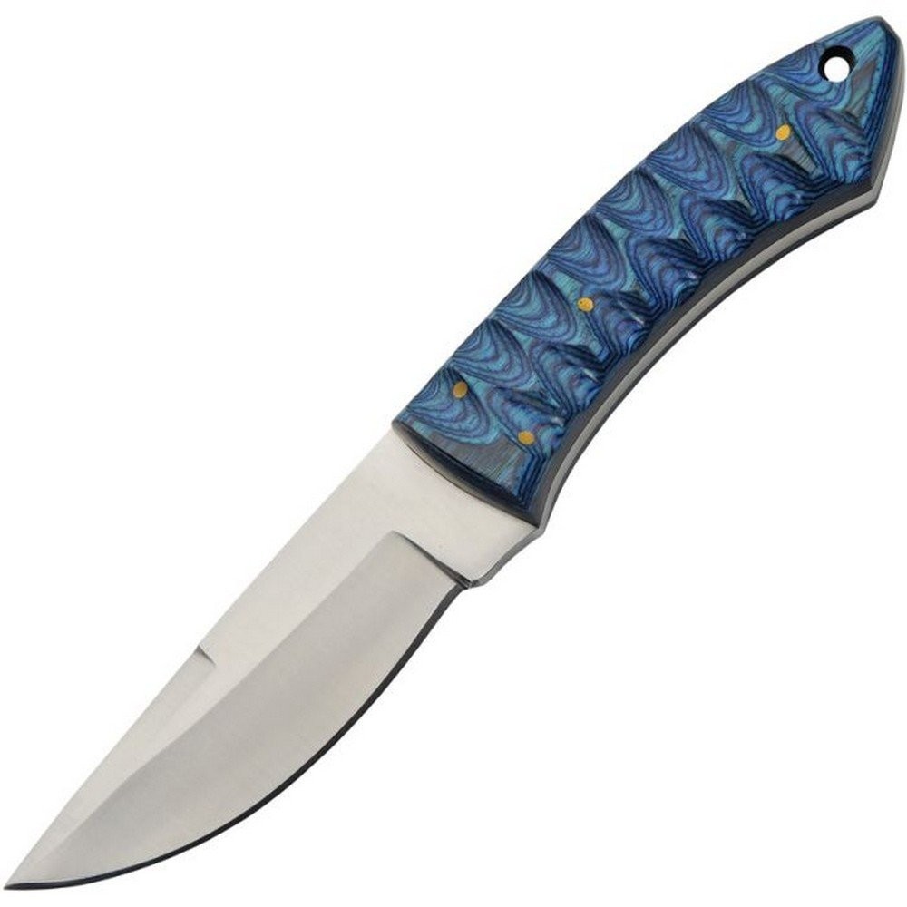 Pakistan River Fixed Knife Steel Blade Black Sculpted Wood Handle - 203533