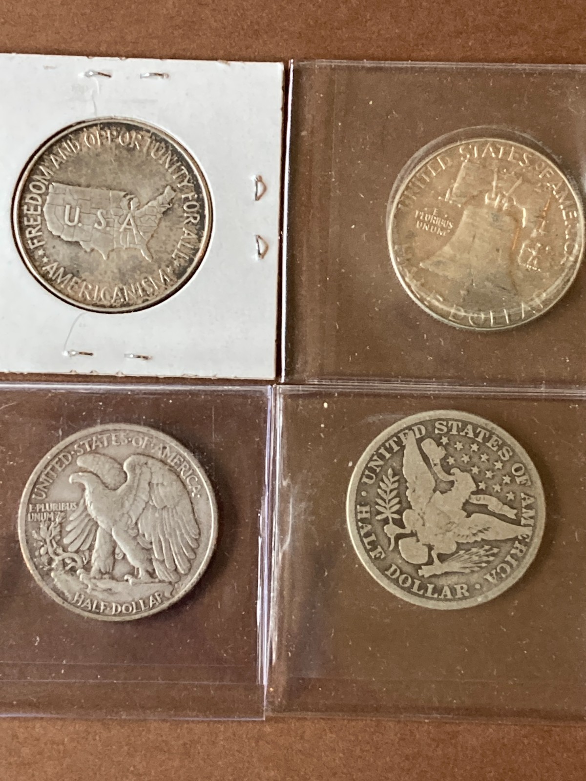 Lot of Four (4) Silver Half Dollars - 1935 Walking, Commemorative, 1911 Barber