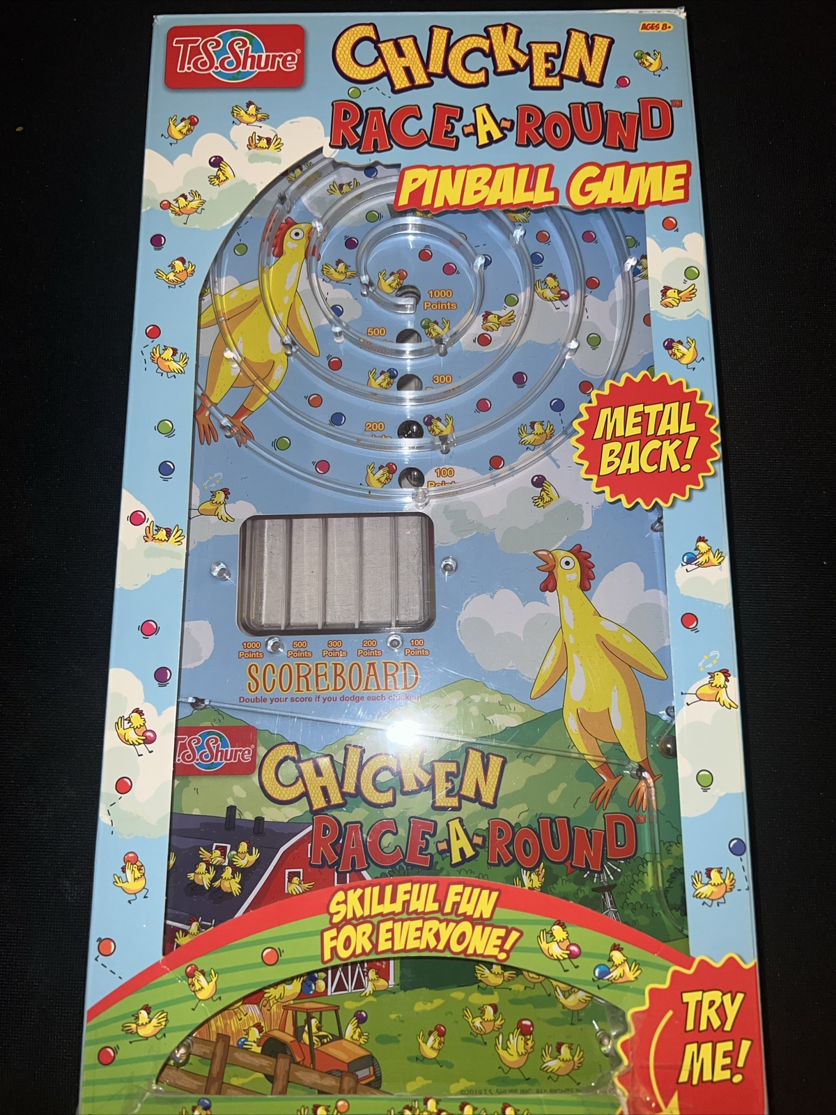 Chicken Race-A- Round 15" Pinball Game  Barn yard Theme Kids Game