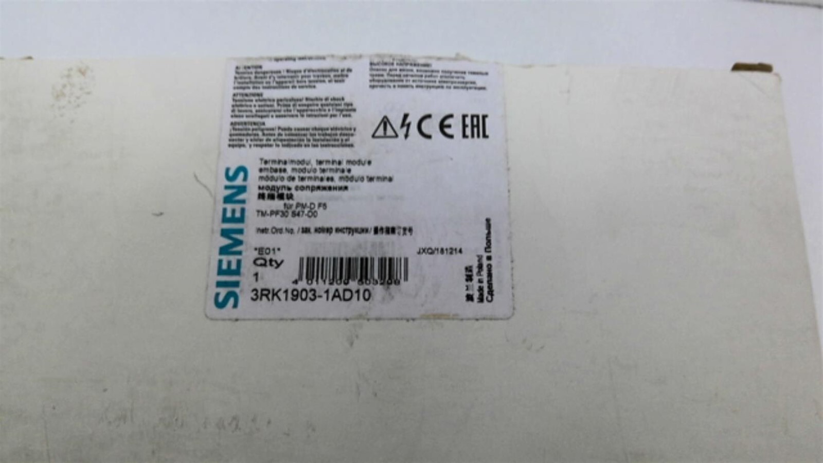 Siemens 3RK1903-1AD10 Terminal Block