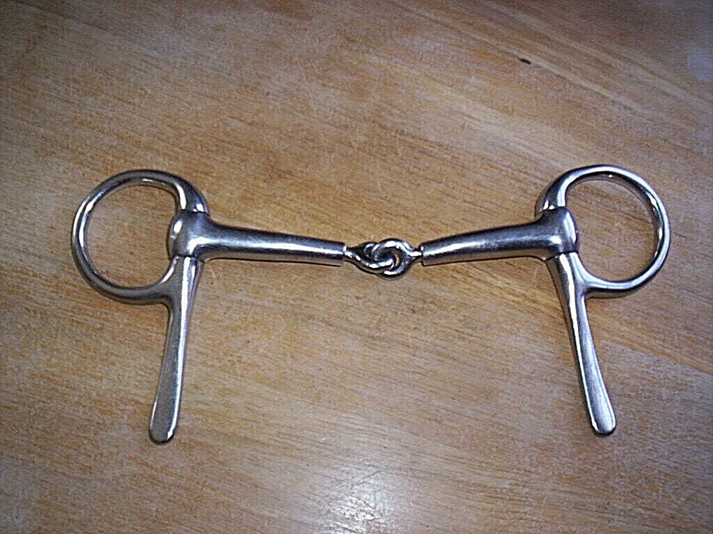 Used Stainless Half Spoon Cheek Snaffle Bit  Jointed Rotating 5" Mouth