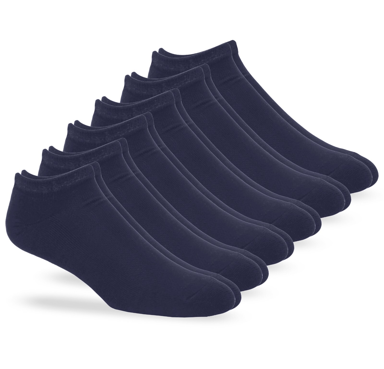 Jefferies Socks Mens Low Cut Seamless Cushion Navy Low Cut Ankle Socks 6 Pair