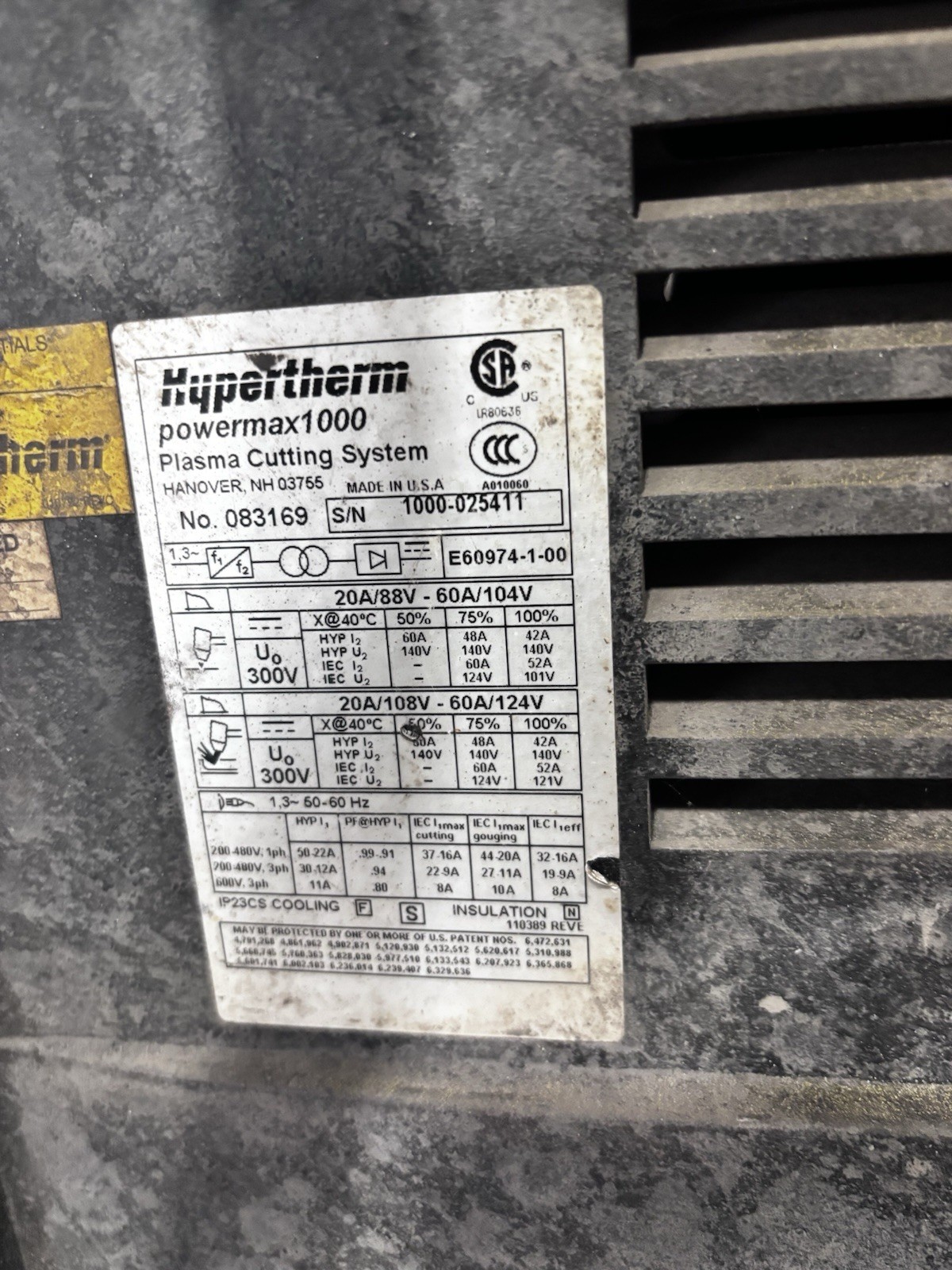 Hypertherm PowerMax 1000 G3 Series Plasma Cutter