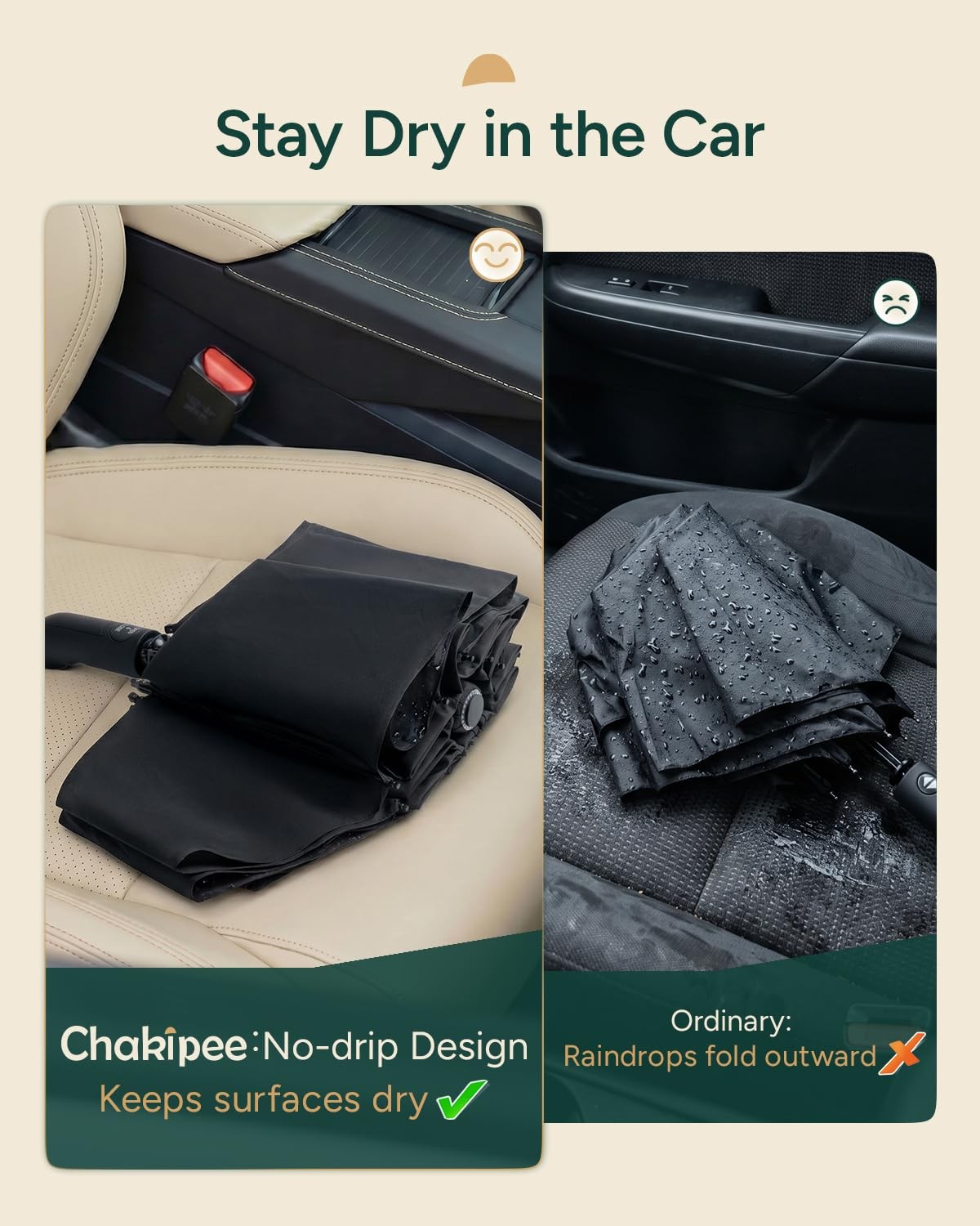 Chakipee Travel Inverted Umbrella Compact Windproof- Automatic reverse Umbrel...