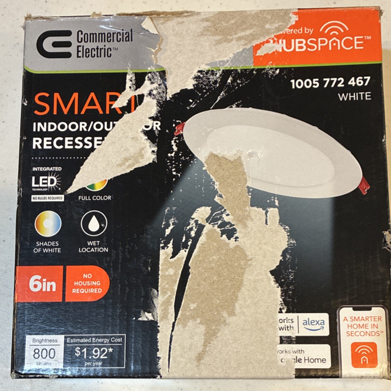 Commercial Electric Smart Recessed LED Light 6in Indoor/Outdoor Color Spectrum