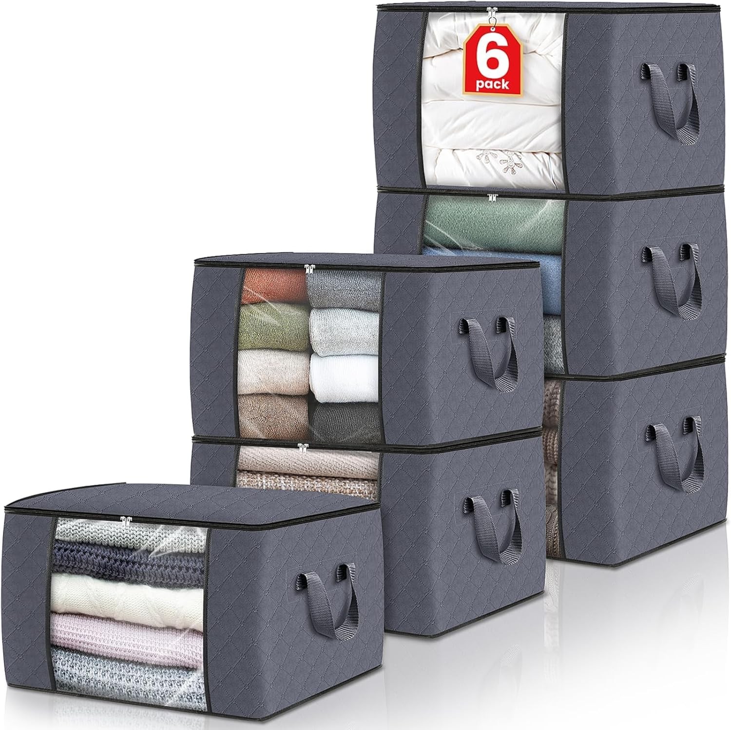 Clothes Storage, Foldable Thick Fabric Blanket Storage Bags, Containers for