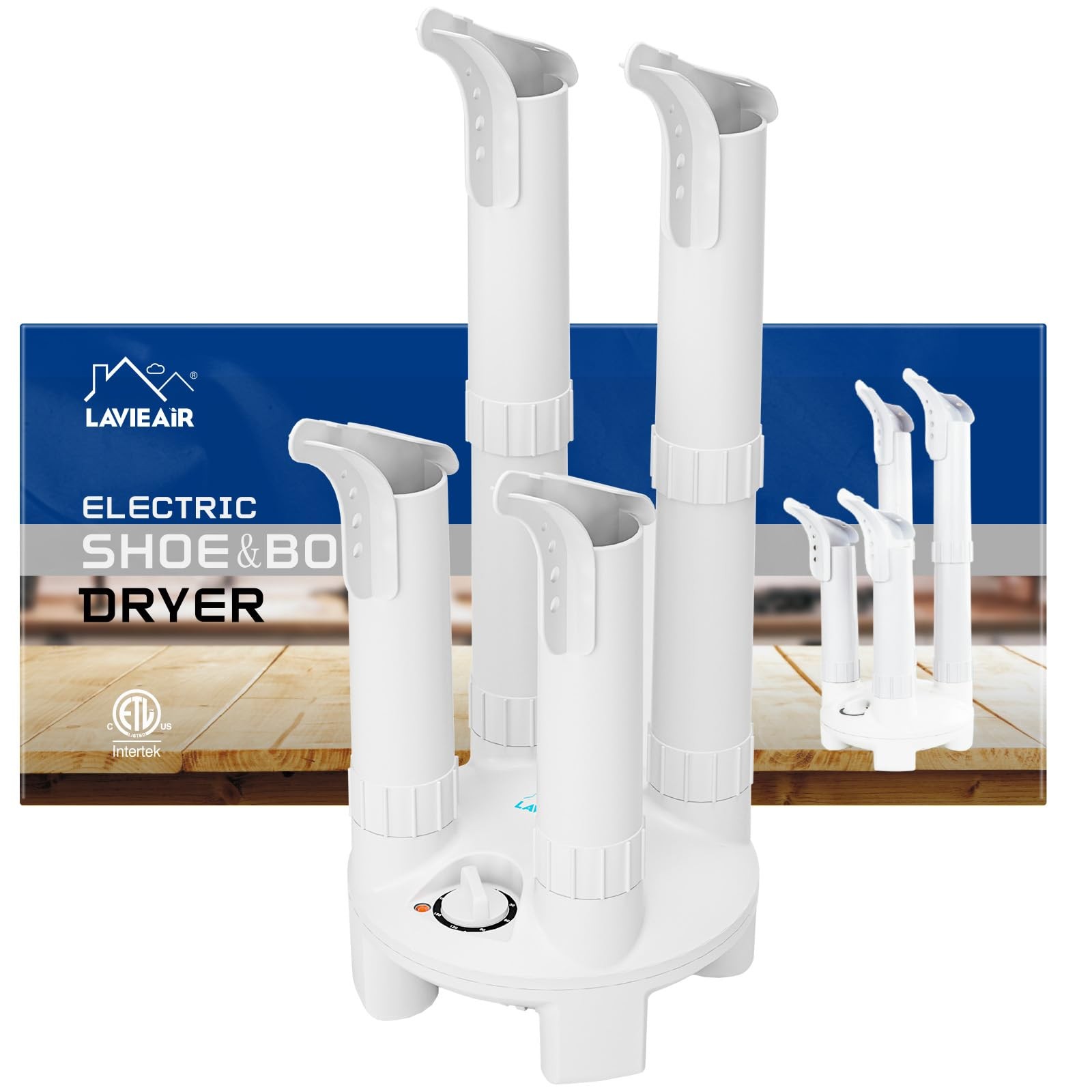 LAVIEAIR Boot Dryer, Shoe Dryer and Glove Dryer with Timer and Fan, White
