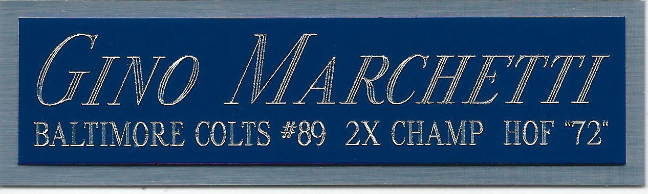 GINO MARCHETTI COLTS NAMEPLATE AUTOGRAPHED SIGNED Helmet JERSEY FOOTBALL PHOTO
