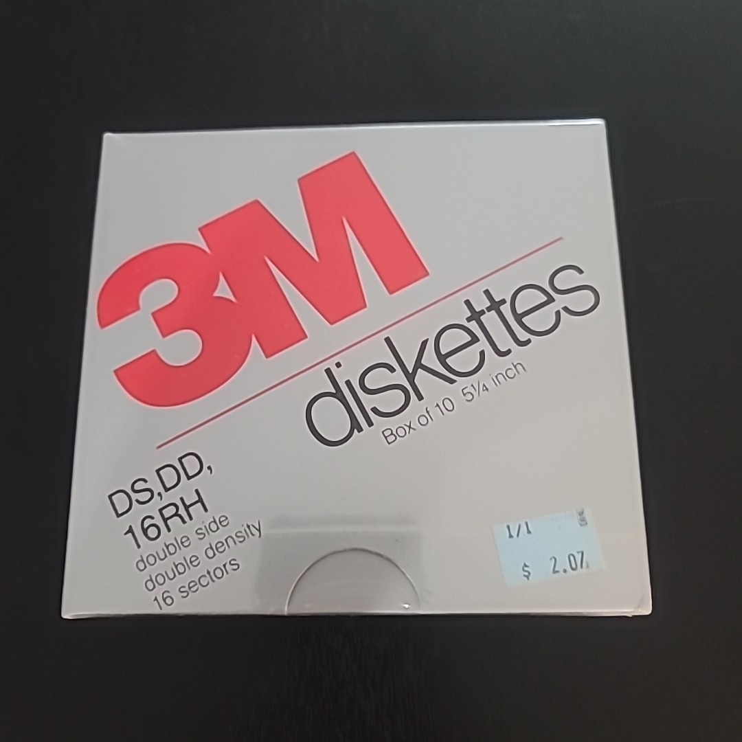 Vtg 1987 Box of 10 5.25" 3M Diskettes DS DD 16RH 00234 Made in USA - New, Sealed