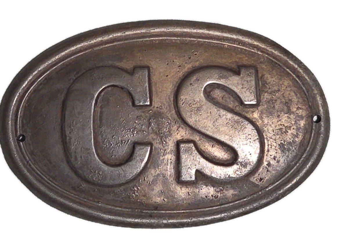 Vintage CSA CS Belt Plate Brass Artillery 1863 Repro Framed Display