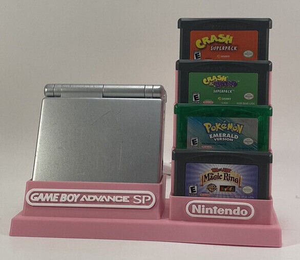 Game Boy Advance SP & 9 Game Cartridges Display- DISPLAY ONLY (Customize Colors)