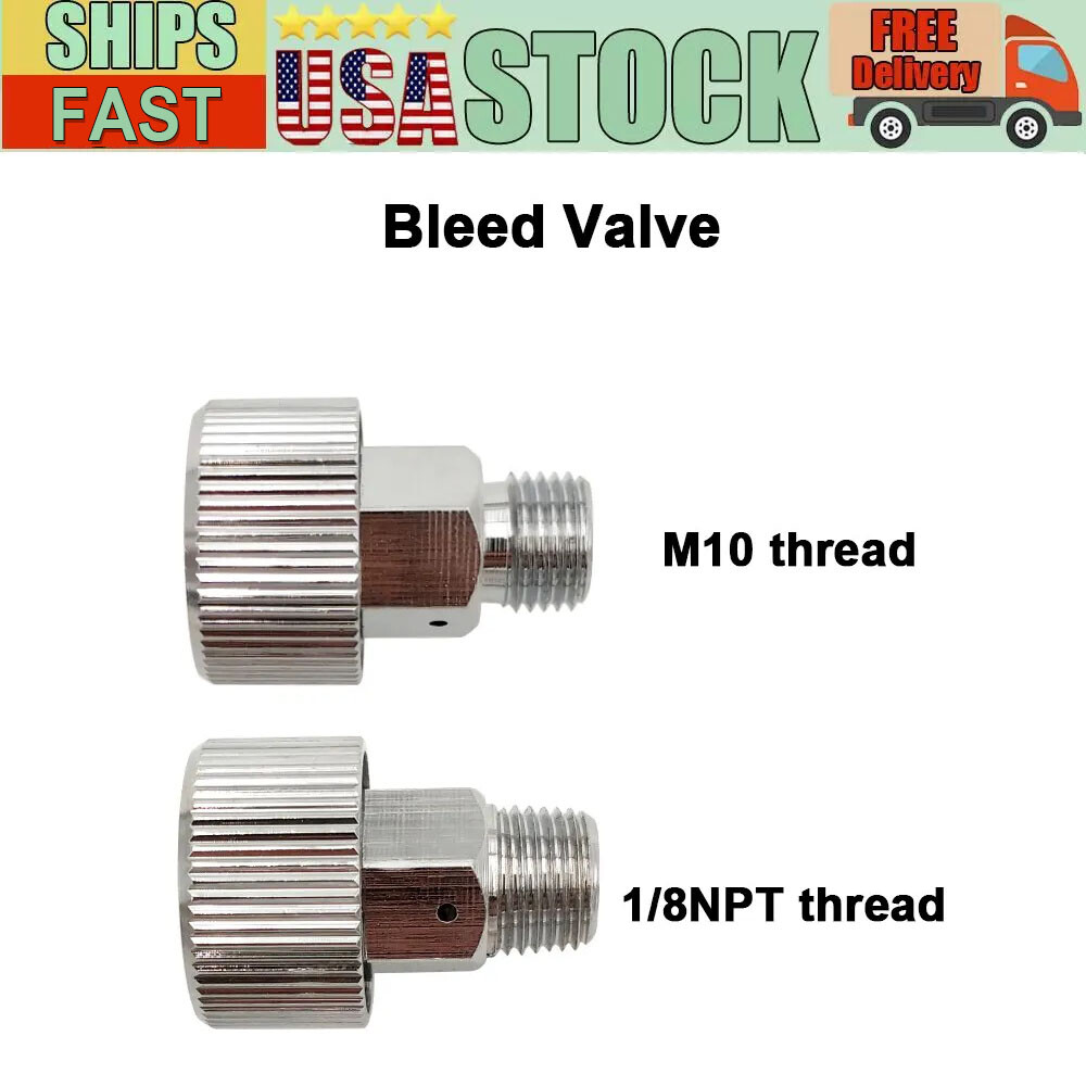 Air Bleed Screw Valve for Paintball PCP HPA Hand Pump 1/8 NPT/M10 threads