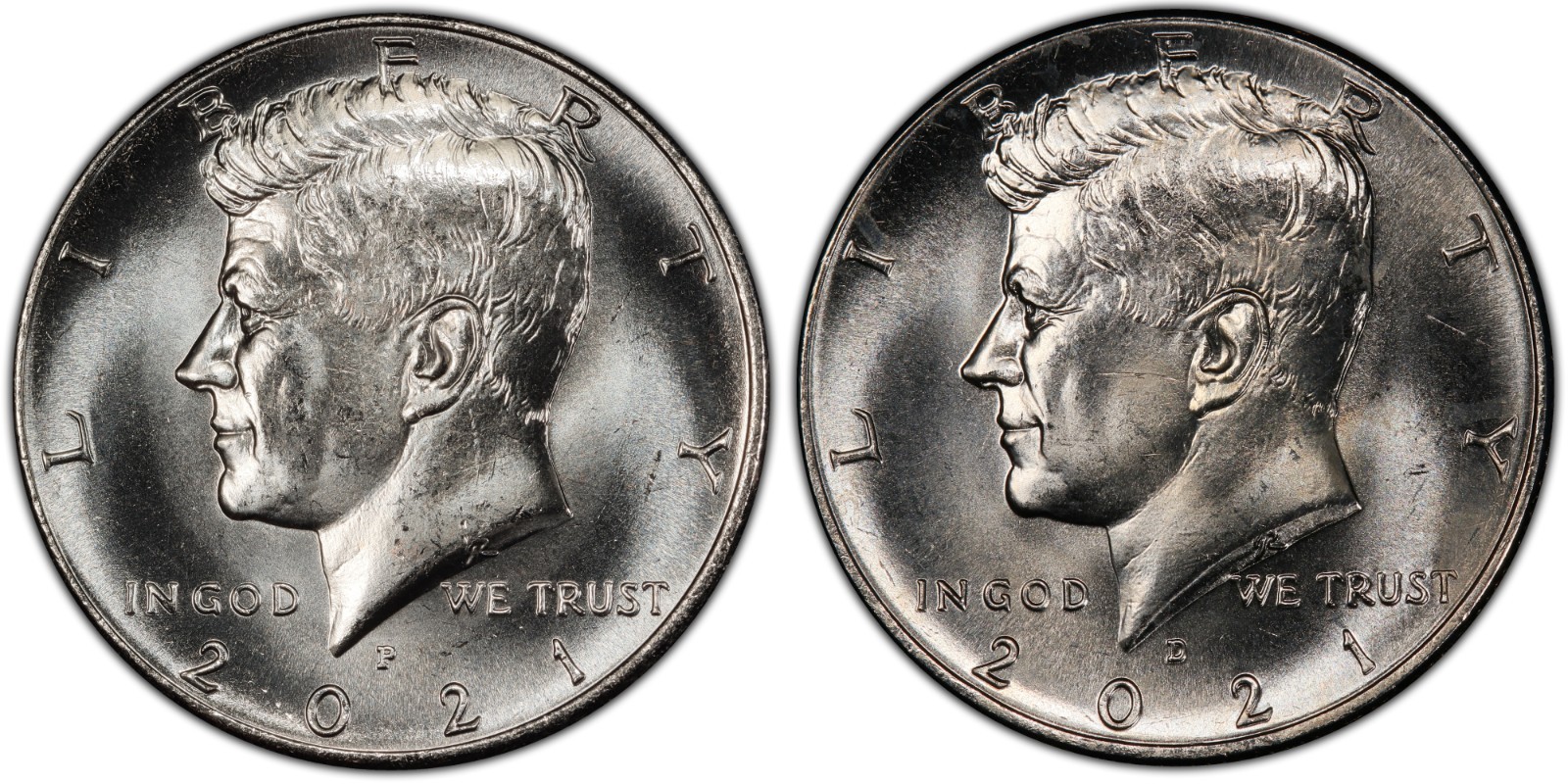 2021 P+D Kennedy Half Dollar Coin - 2 Coins - BU straight from U.S. Mint Bag