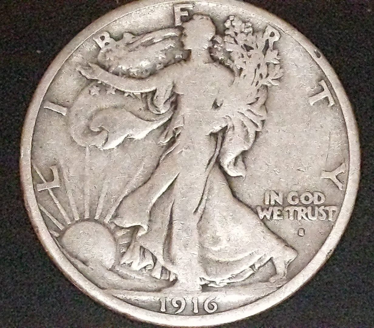 1916-s (Obverse) Walking Liberty Half in VG-10 Condition