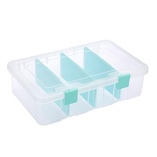 Clear Plastic Dividing Storage Box with 4 13.3x8.1x3.4 Inches-Clear