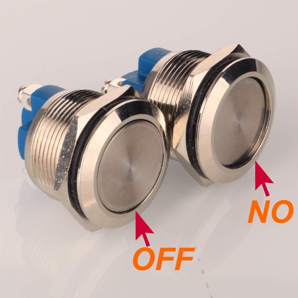 Gebildet 2pcs 22mm Latching Push Button Switch silver-E511