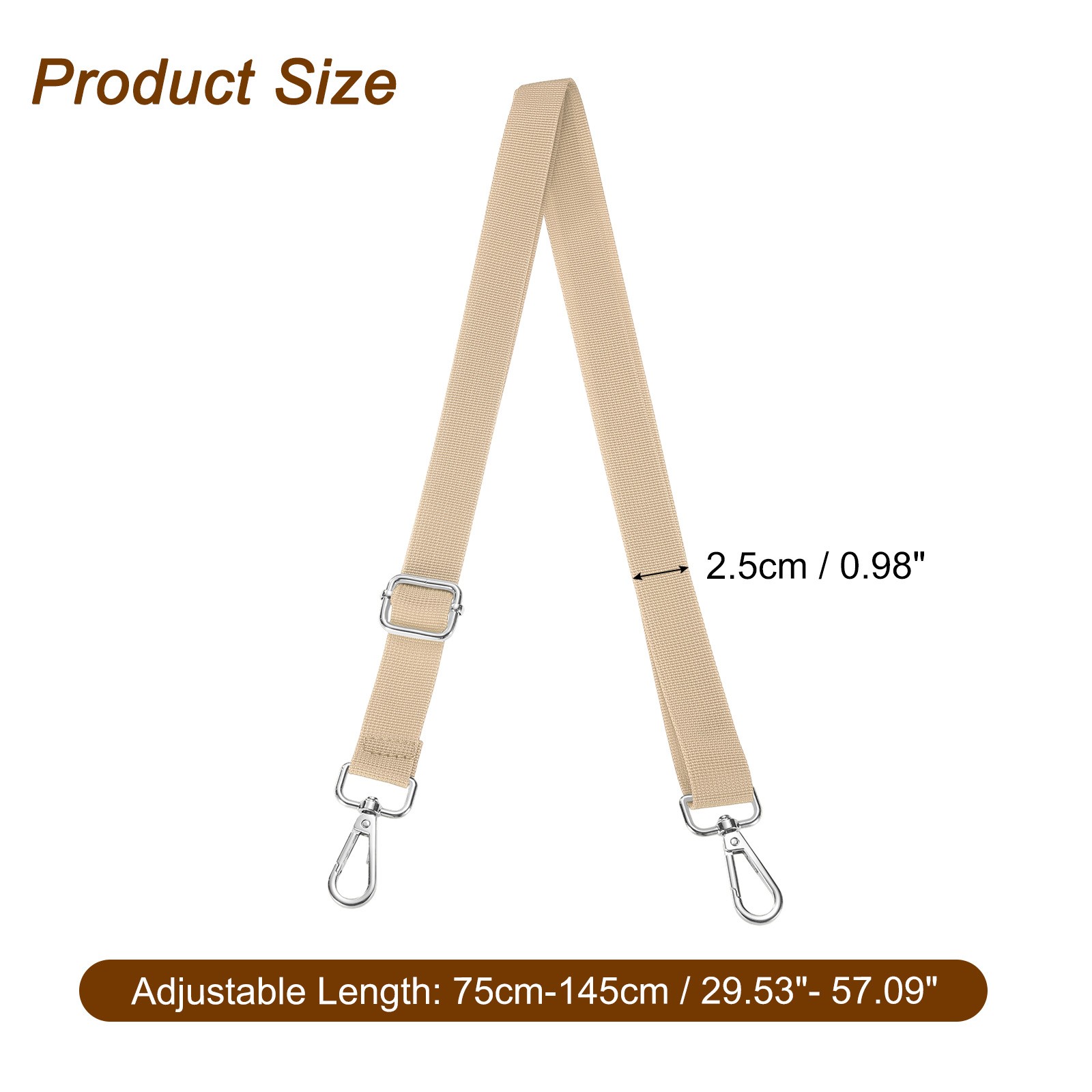 2.5cm Adjustable Light Gold Wide Shoulder Strap with Silver Pull Core Buckle