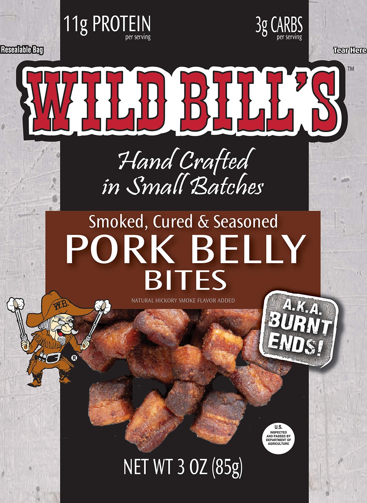 Wild Bill’s Pork Belly Bites 3 Ounce Pack 3 count