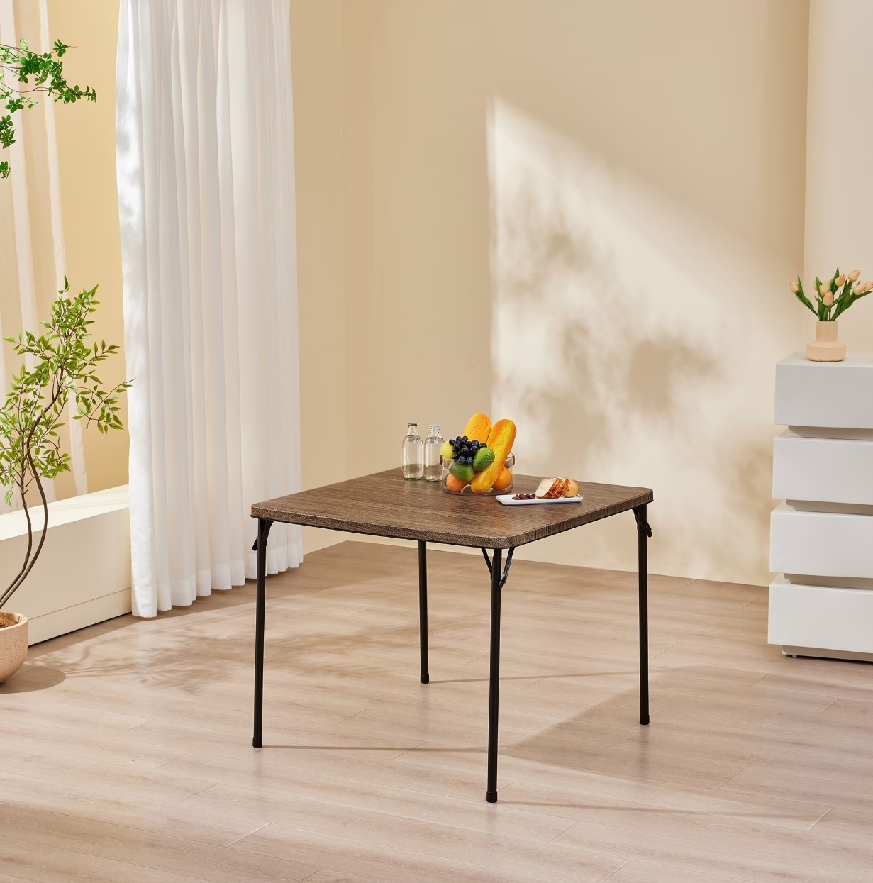 Mainstays 34" Fixed Table Top Folding Legs Card Table, Walnut