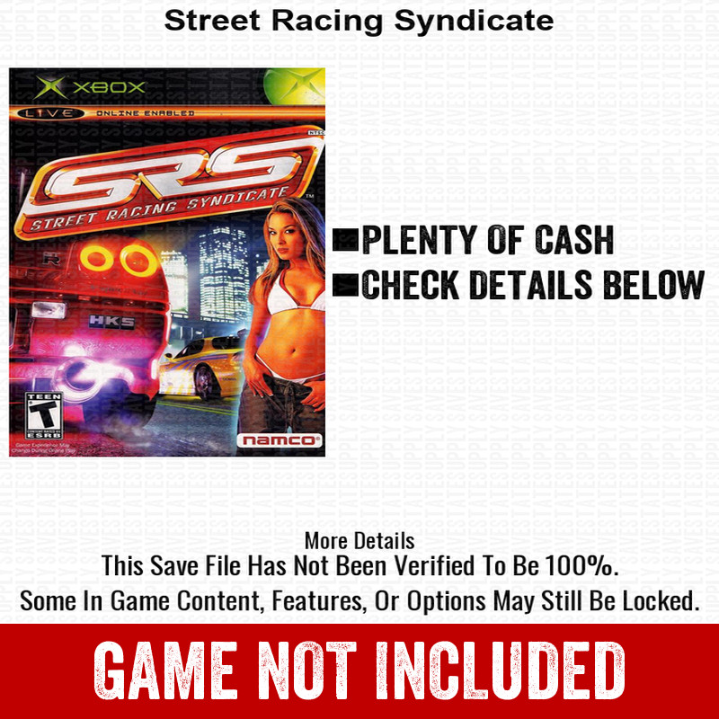Street Racing Syndicate 100% Unlocked All Items Xbox USB Save File