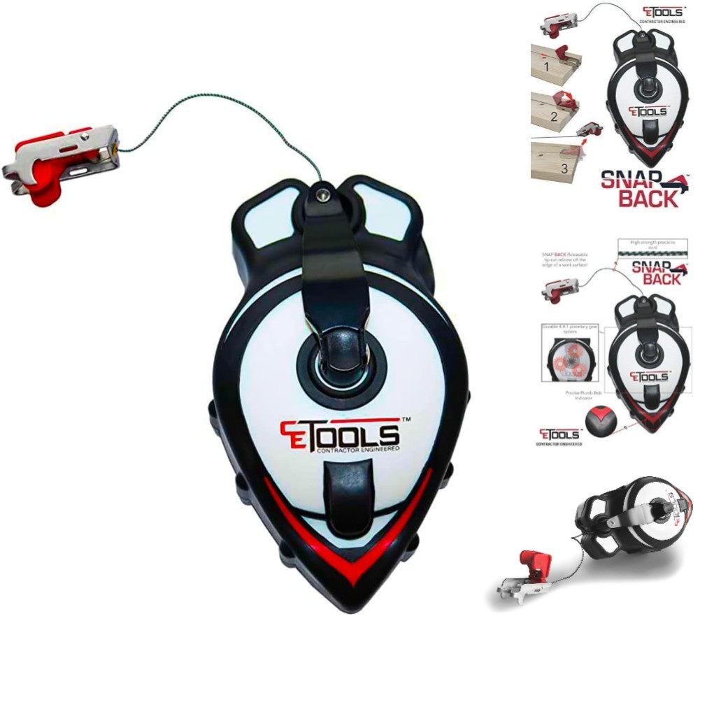 SnapBack Chalk Line with Releasable Tip - Efficient Marking Tool for Carpenters