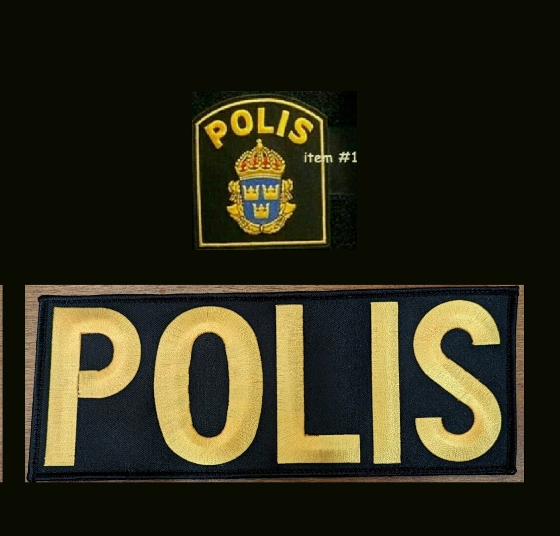 SWEDEN 瑞典SVENSKA SWEDISH POLISEN POLIS PIKETEN vêlkrö SWAT 2-PATCH SET: 9" + 4"
