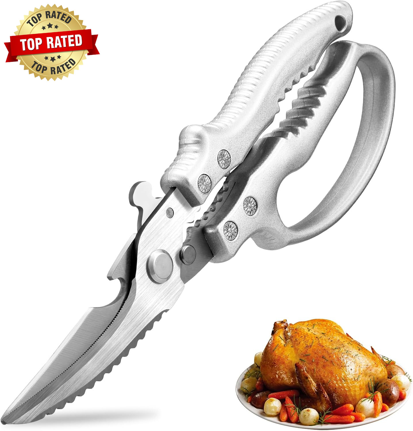 Heavy Duty Kitchen Scissors, Razor Sharp Poultry Shears for Chicken & Bones | Sp