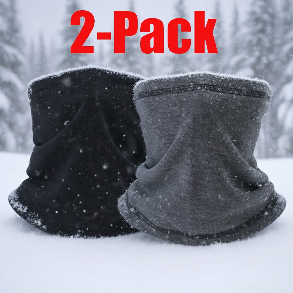 2Pcs Neck Warm Gaiter Fleece Scarf Winter Ski Snowboard Tube Scarf for Men Women