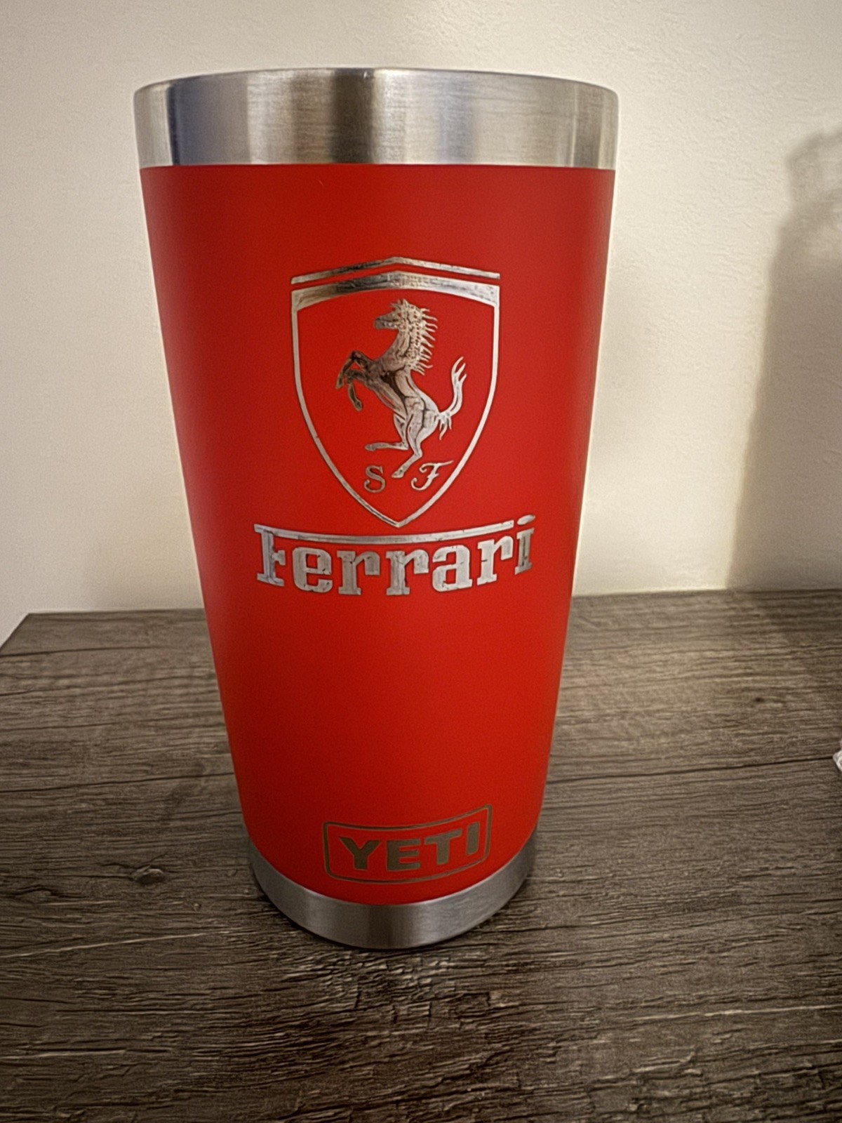Ferrari Engraved 20oz YETI Rambler Tumbler MagSlider Lid Custom Italy AF Corse