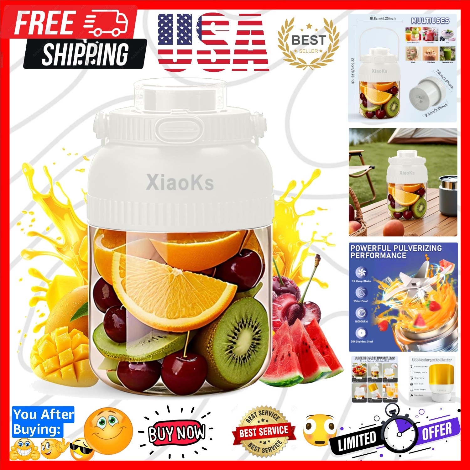 Portable Blender Personal Blenders for Shakes&Smoothies with 43oz | Travel Cu...