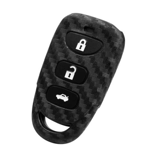 Key Fob Case Carbon Fiber Pattern Silicone 4 Button Carbon Fiber Black 1 Pc