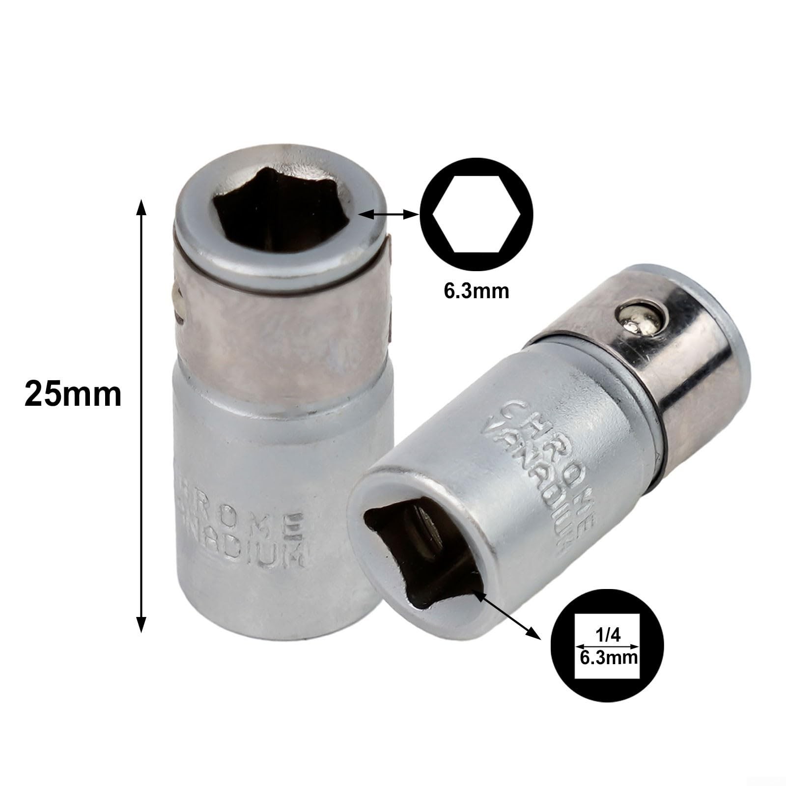 2 Pcs Screwdriver Holder For Socket Bits, 1/4" Square Drive To 1/4" Hex Adapt...