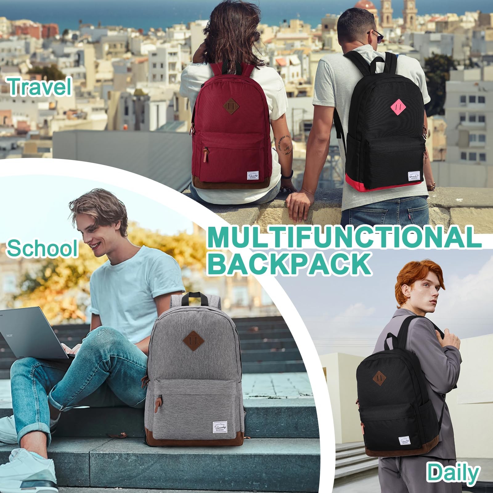 Water-Resistant Unisex Classic Backpack for College, School, and Laptops