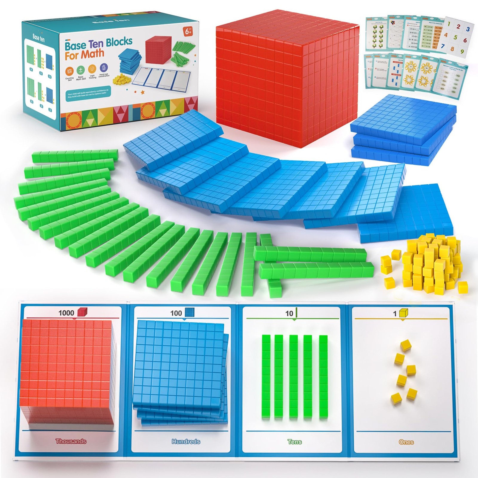 stochastic box Plastic Base Ten Blocks 143 pcs Place Value Blocks Kindergarte...