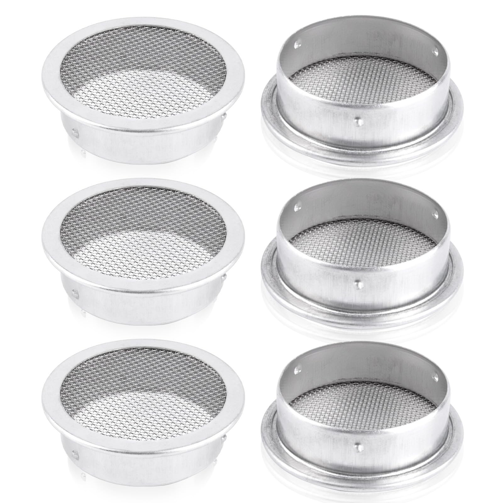 2" Round Open Screen Vents - Mill Finish, Pack of 6, Durable Airflow Solution
