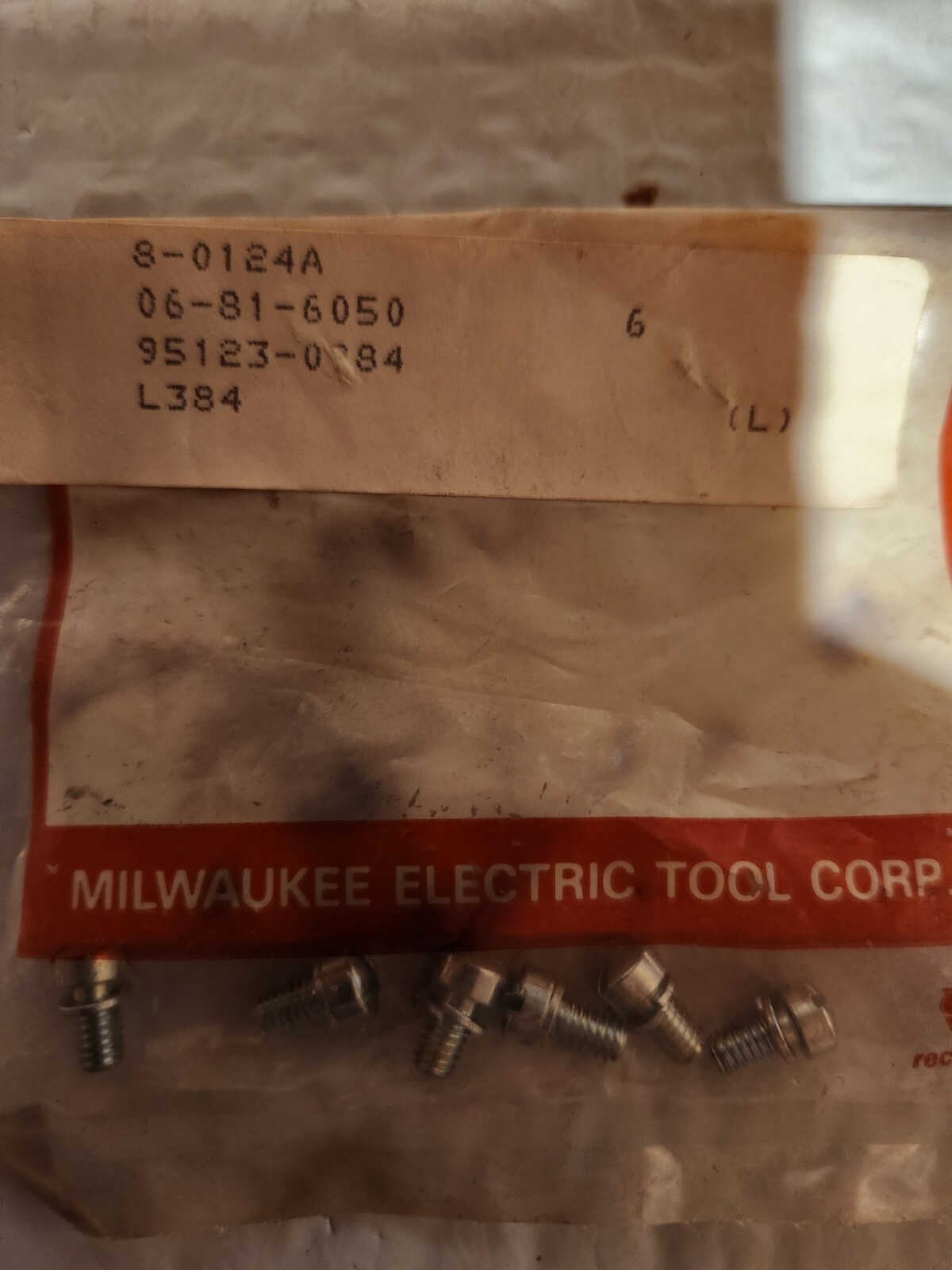 6 PACK.  MILWAUKEE GUARD BUMPER SCREW 06-81-6050 NOS