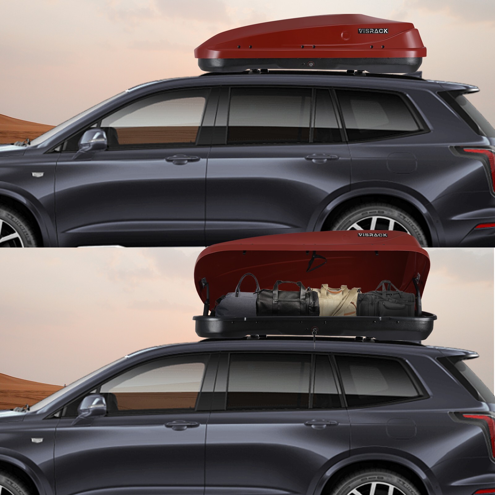 13 FT ³ Rooftop Cargo Box Luggage Carrier w/2 Keys,Both Side Open Easy Install