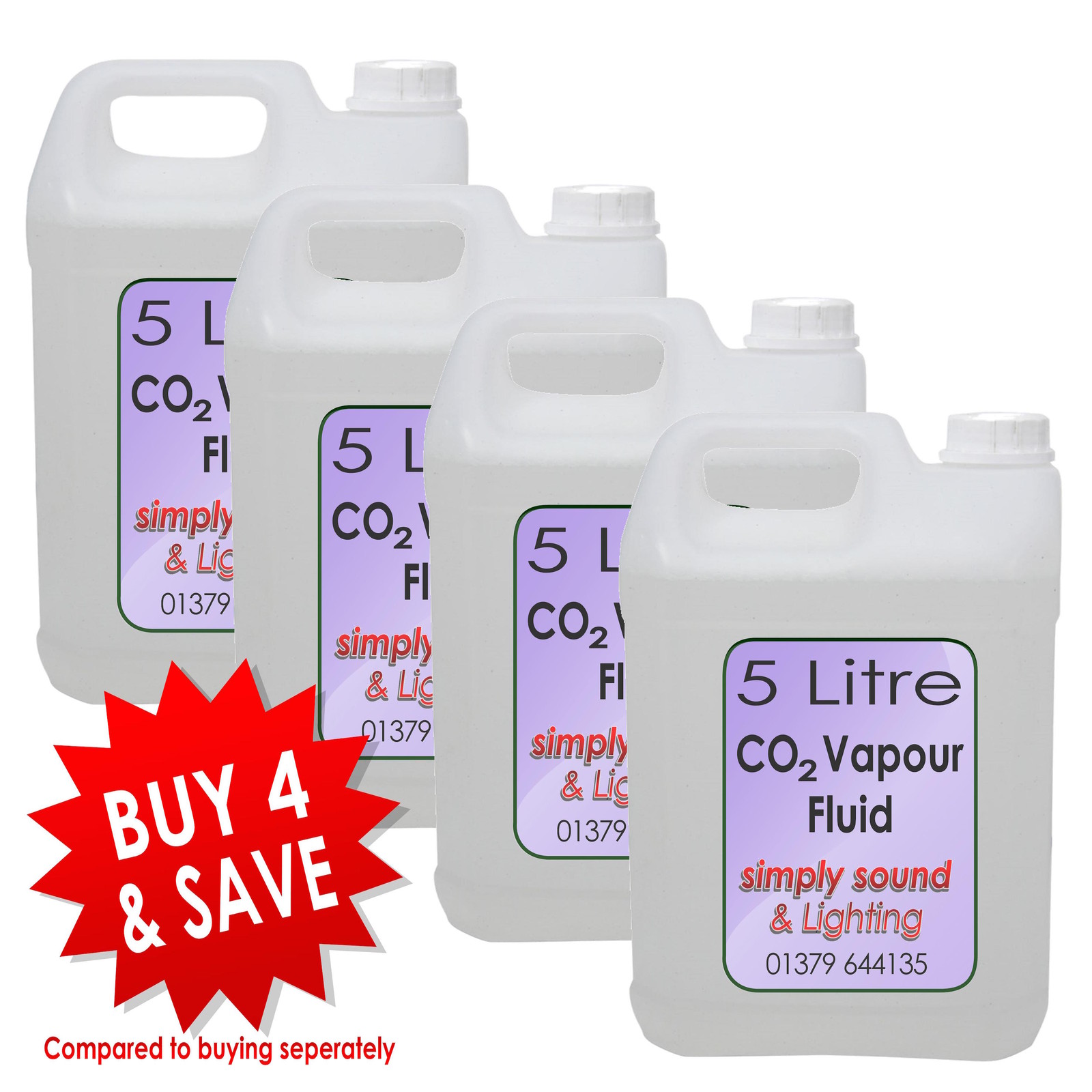 4 x Simply Sound CO2 Effect Vapour Blast Fluid 5L Suit ADJ Fog Fury Jett Volcano