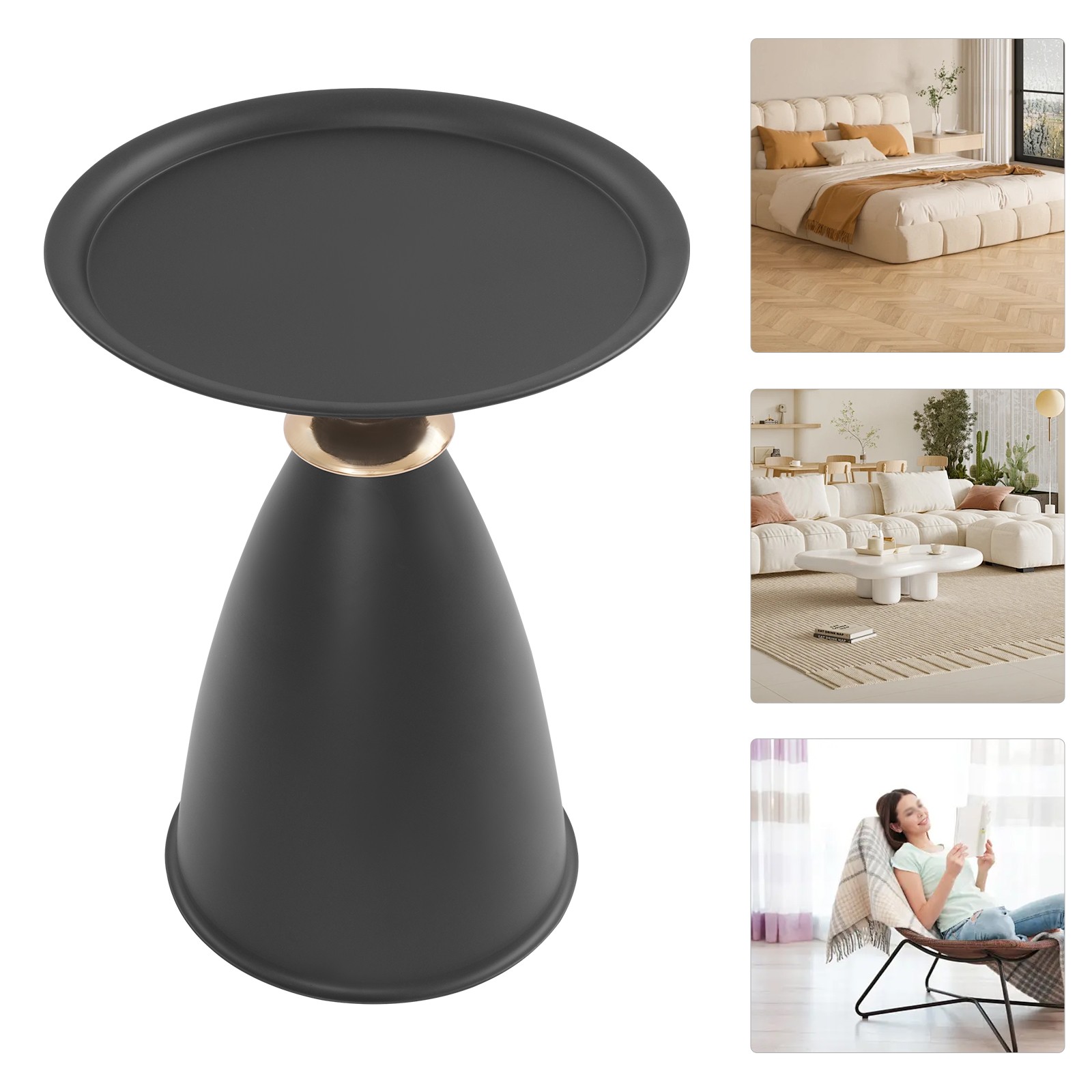 Small Round Side Table, Side Table for Small Spaces, Modern Couch End Table