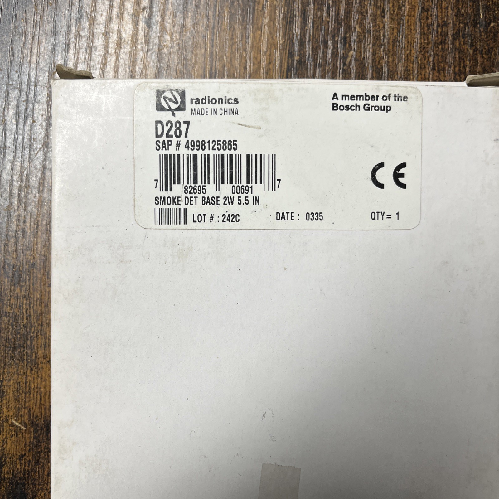 NEW SEALED BOSCH D287 2-WIRE SMOKE DETECTOR BASE RADIONICS