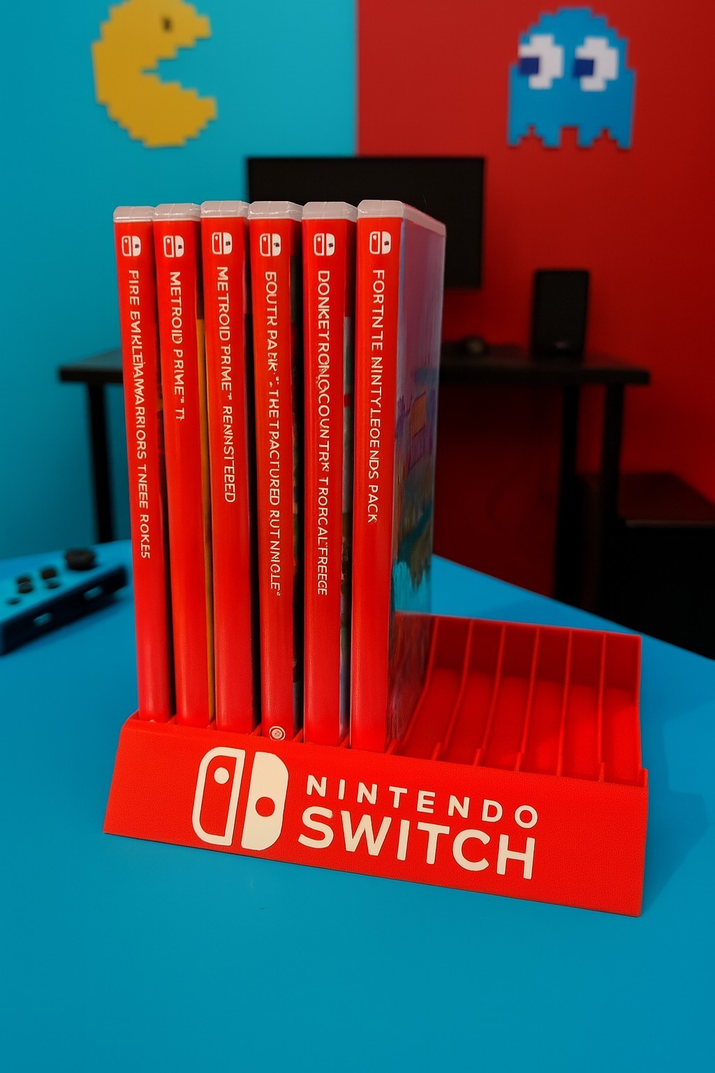 Neon Red Nintendo Switch Game Case Holder Fits 1 to 12 Organizer Display