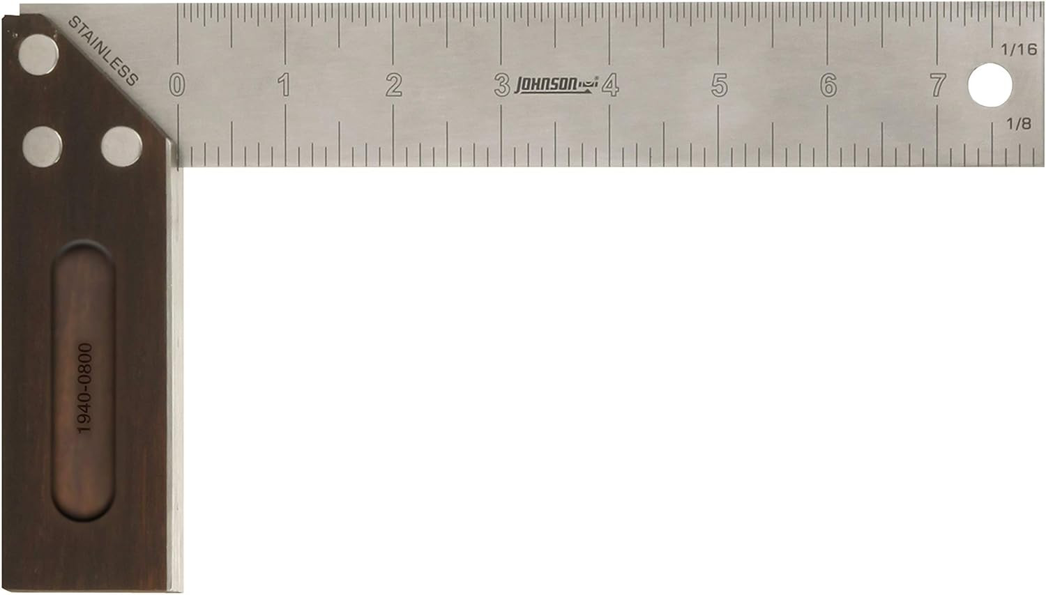 Level & Tool 1940-0800 Professional Carbonized Bamboo Try Square, 8", Bamboo Fin