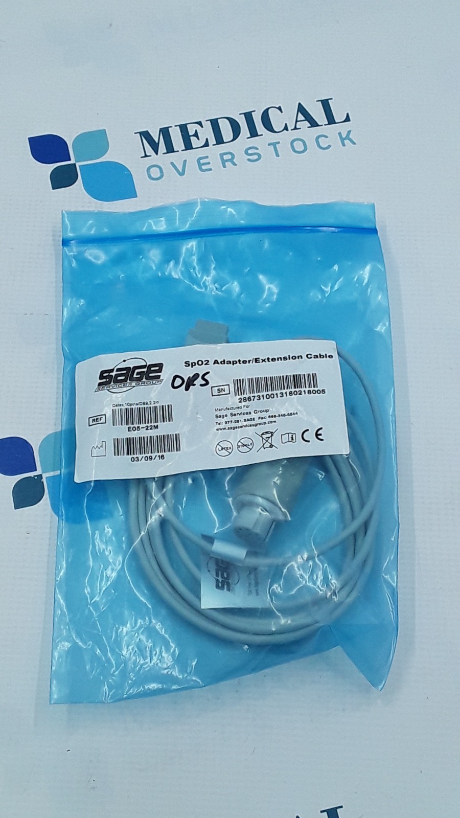 Sage SpO2 Adapter Extension Cable REF E05-22M 10pins/DB9 2.2m