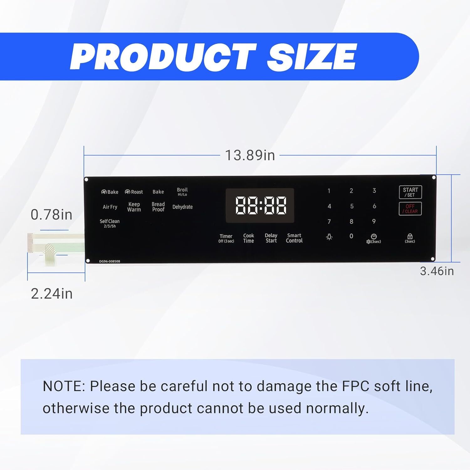 DG96-00850B Gas Range Touch Control Panel Membrane Switch Display for Samsung