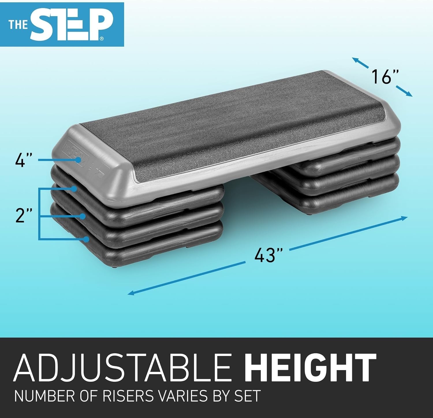 Step Exercise Platform with 4 Stackable Risers