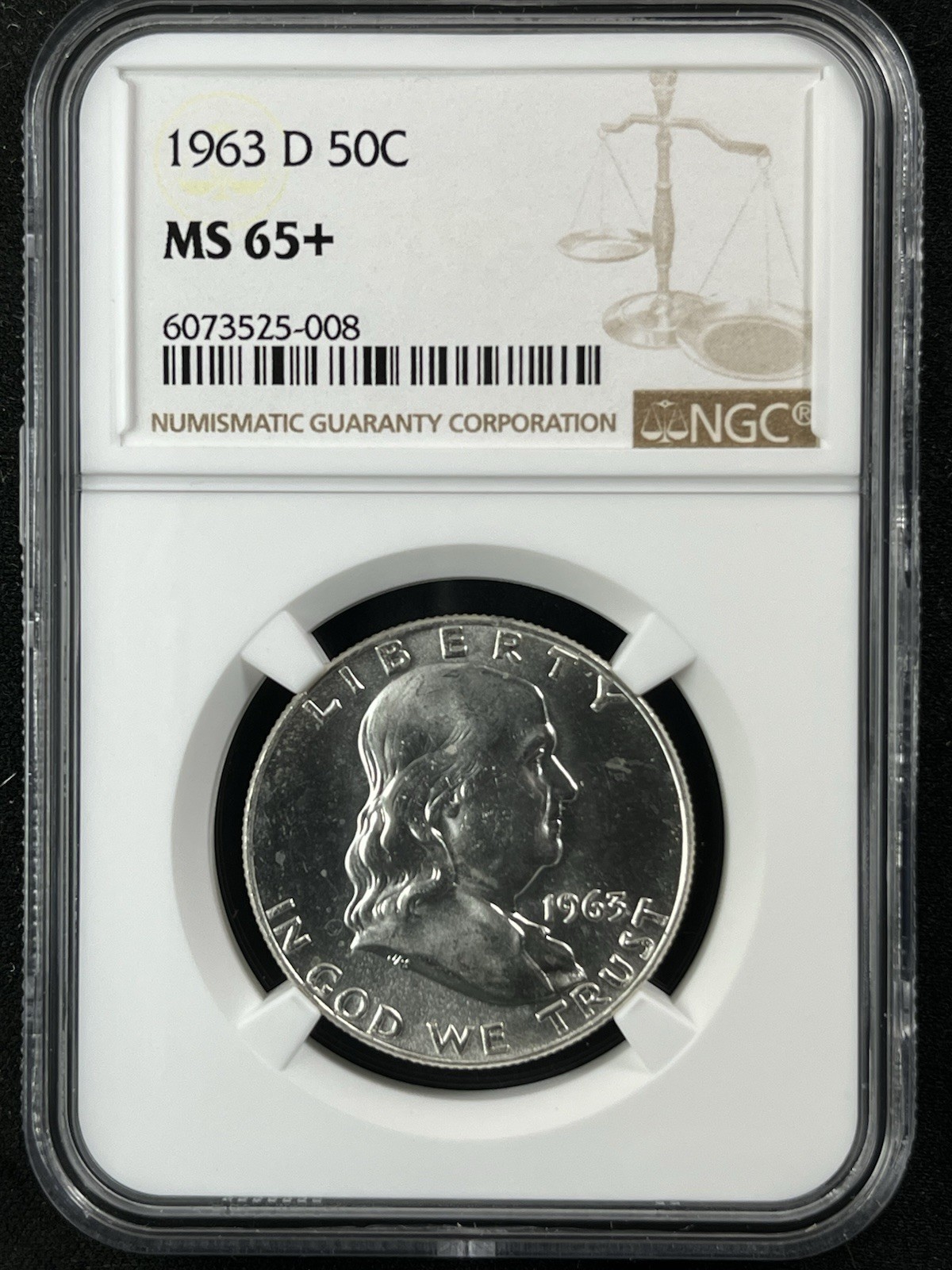 1963-D 50C  Franklin Half Dollar NGC MS65+  6073525-008
