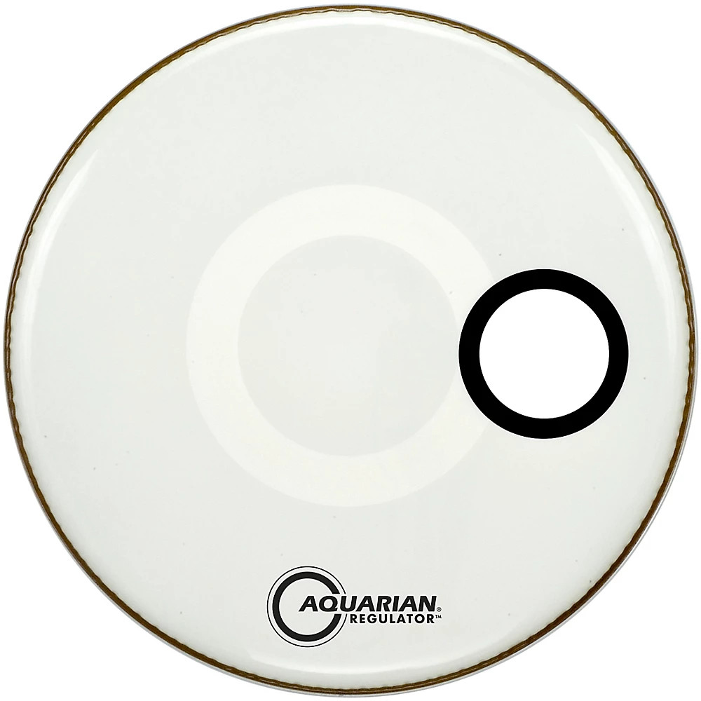 Aquarian Regulator Off-Set Hole Gloss White Bass Drum Head 18 in.