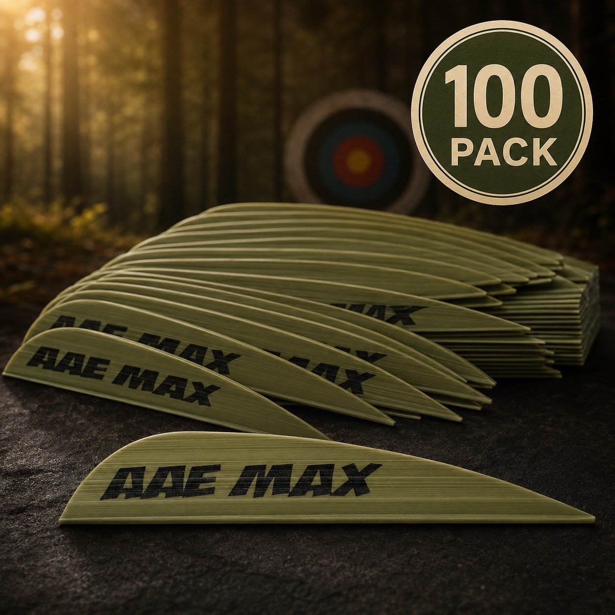 AAE Max Stealth Arrow Vanes 2.8” OD Green Bow Hunting Fletching - 100 Pack