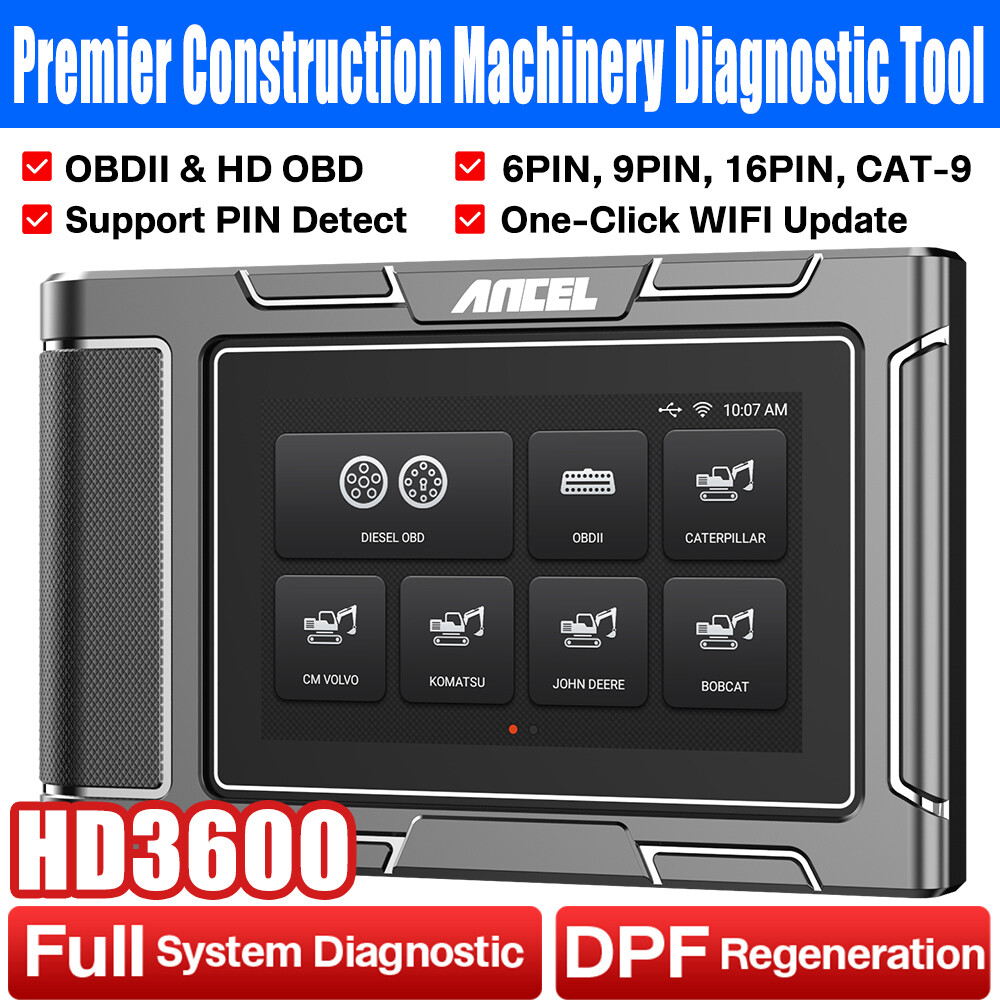 ANCEL HD3600 Heavy Duty Truck Scanner Machinery Scan Tool For Cummins Komatsu US