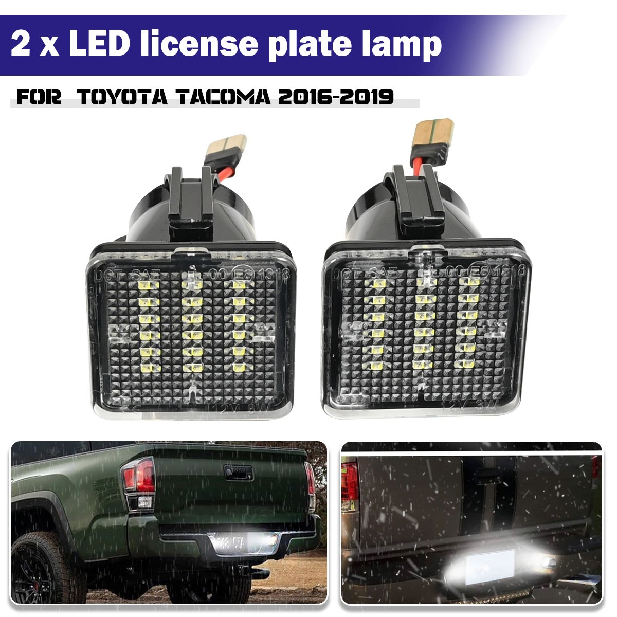 For TOYOTA For Tacoma 2016-2021 LED License Plate Lights Rear Bumper Tag Light